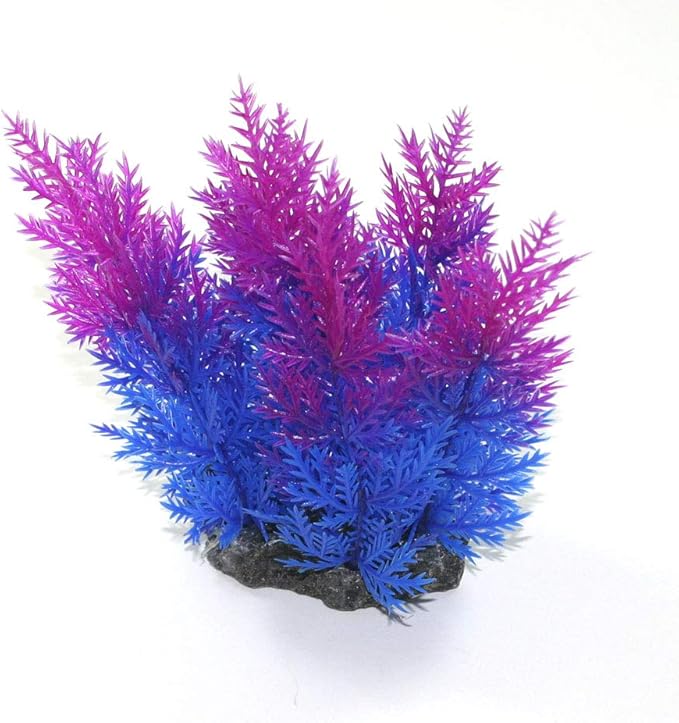 Aquarium Decor Plastic Plants Multicolor Artificial Plant (Pink/Blue #6-4.5" h)