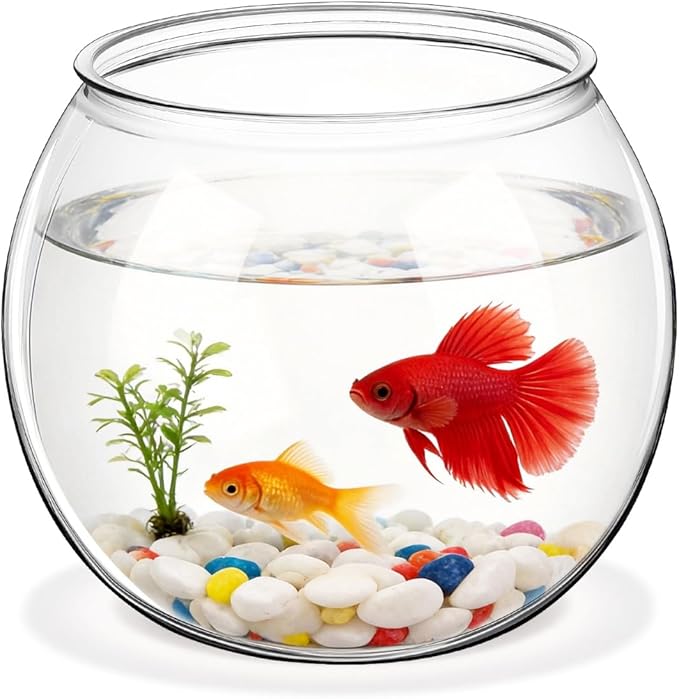 Lurrose Tabletop Fish Tank Plastic Fish Tank Globe Fbowl Clear Feeding Container