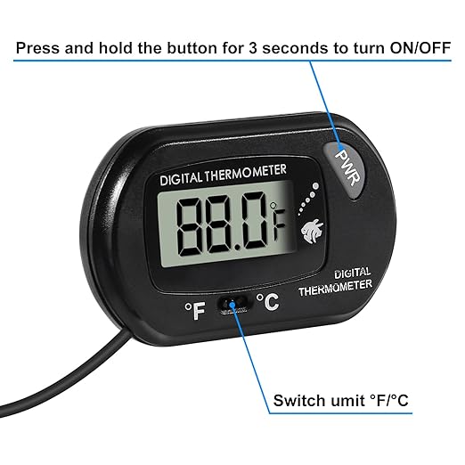 Aquarium Thermometer, Fish Tank Thermometer, Water Thermometer with 3.3ft Cord Fahrenheit/Celsius(℉/℃) for Vehicle Reptile Terrarium Fish Tank Refrigerator (3pcs)