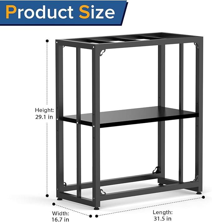 TOCRETOARE Fish Tank Stand 20-29 Gallon, Metal Aquarium Stand, 31.5" L x 16.7" W*29.1”H“ Double-Layer Storage Design, Suitable for Home and Office Use, 660LBS Capacity, Black (Tank not Included)