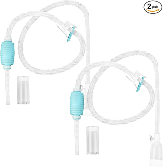 TERA PUMP 2 Pack Large Aquarium Gravel Cleaner (1.5 GPM) BPA-Free, Drainage Nozzle, Filtered Nozzle, Stablitzation Clip & Suction Cup, Ideal for 10 to 20 Gallon Aquariums