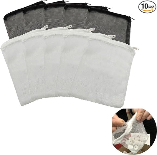 10 Pcs Tanks Filter Media Bags, Aquarium Bag, Fish Tank Mesh with Zipper Reusable Bags.for Activated Carbon, Ceramic Rings, etc