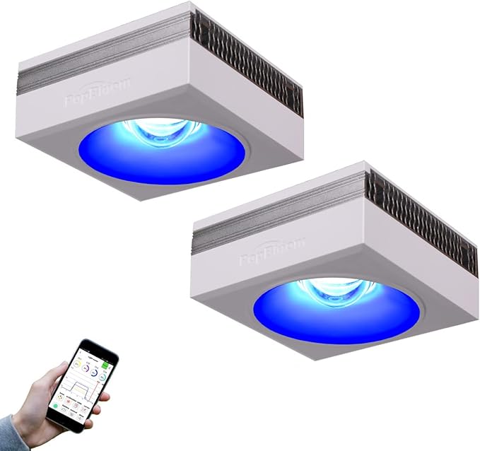 PopBloom 2xRL90 100W LED Aquarium Light for Saltwater Coral Reef Marine Fish Tank Smart-APP Control Aquarium Lighting LED Fish Tank Light with Timer