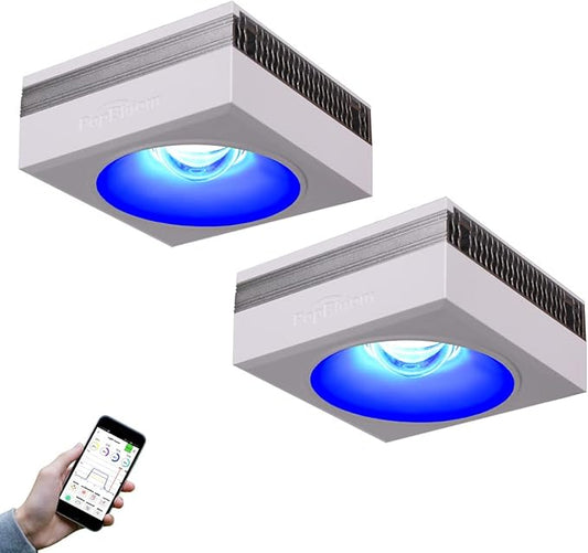 PopBloom 2xRL90 100W LED Aquarium Light for Saltwater Coral Reef Marine Fish Tank Smart-APP Control Aquarium Lighting LED Fish Tank Light with Timer