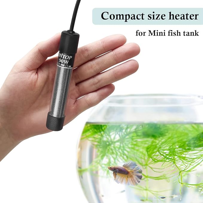 HITOP Mini Submersible Aquarium Heater -50W Digital Heater for Fish Tank Turtle Tank, for Saltwater and Fresh Water with Temperature Controller