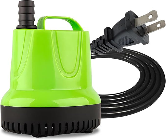 12W Submersible Water Pump for Aquarium, Pond, Pool Draining, Fish Tank - Small Water Change Pump, Mini Water Circulation Pump for Outdoor Fountains, Hydroponics, and Waterfalls