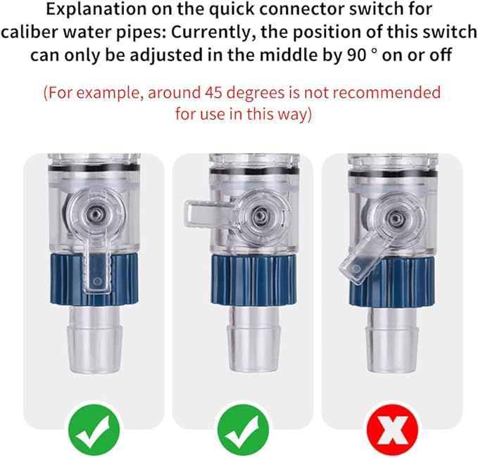 MiOYOOW Aquarium Hose Valve, 3-Way Aquarium Filter Connector Fish Tank Hose Adapter with Quick Release for 12MM/16MM/20MM Water Pipe