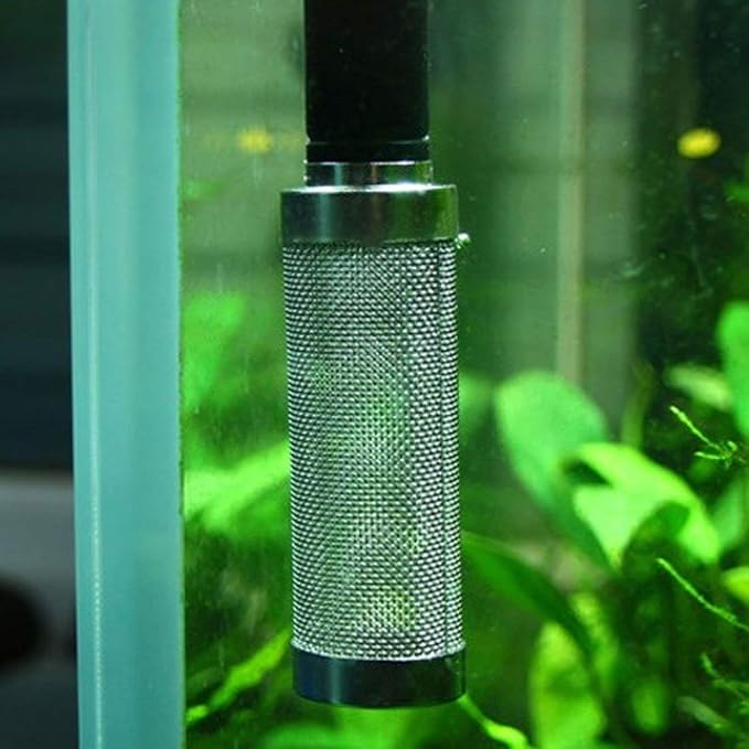 NACX 2Pcs Aquarium Fish/Shrimp Mesh Net Filter Guard，Fish Tank Intake Strainer Pre-Filter Cover Stainless Steel (11mm ID)