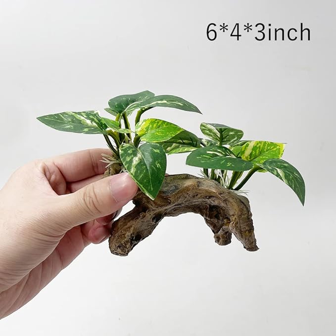 Fish Tank Decorations Aquarium Decor Ornaments Betta Silk Leaf pad Hammock Artifical Driftwood cave Goldfish Bowl Accessories (Type-C)
