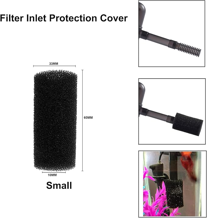Pre-Filter Sponge Aquarium Filter Intake Cover Aquarium Filter Sponge Foam Rolls Compatible Filter Accessories Replacement Aquarium Filter Media for Fish Tank, Small Hole