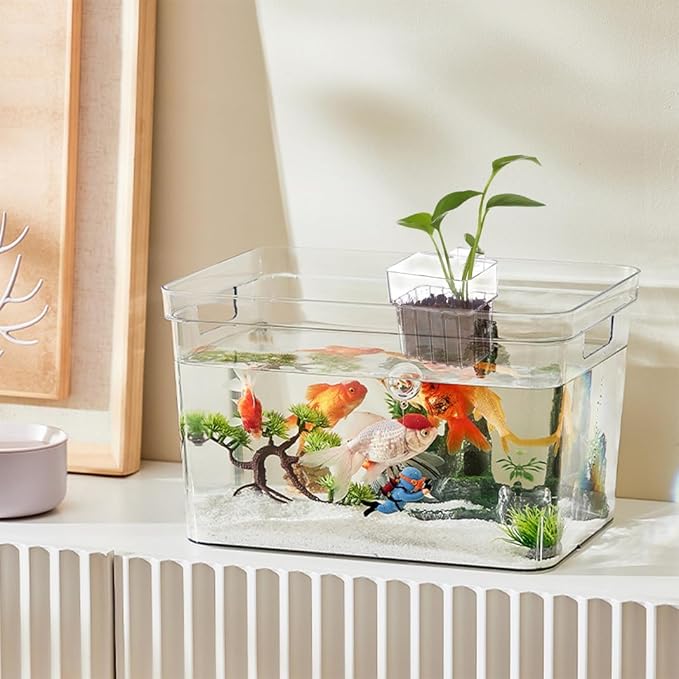 2 Pieces 6 Holes Aquarium Plant Holder Clear Acrylic Fish Tank Planter Cup Hanging Water Plants Pot for Aquarium Decor Plant Cultivation Aquarium Decorations