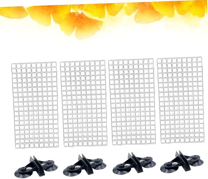 4 Pcs Aquarium Divider Tray Plastic Grid Aquarium Egg Crate, Fish Tank Divider Bottom with 4 Pcs Sucker Clip