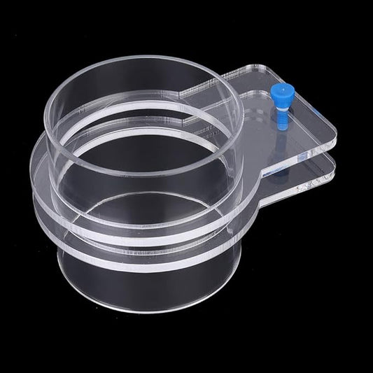 Ymiko Fish Feeder, Acrylic Fish Feeding Floating Food Dish Food Feeder Adjustable Transparent Cover Tray Automatic for Aquarium (90mm)