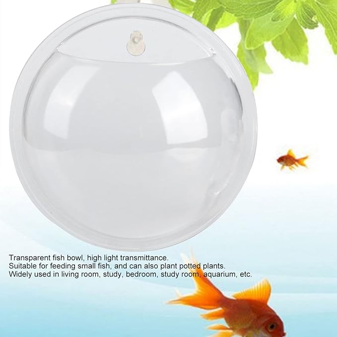 Wall Hanging Fish Tank, Mini Wall Mounted Hanging Transparent Fish Bowl Acrylic Fish Tank, Betta Fish Tank Bowl Hanging Plastic Wall Decor for Plant Fish Ecosphere