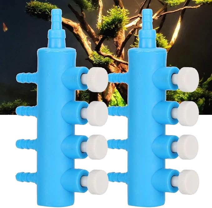 GLOGLOW Aquarium Air Control Distributor, 2pcs Aquarium 2 Way Air Pump Valve Manifold Air Control Distributor Oxygen Splitter Aquarium Oxygen Pump Adapter Accessory(4 Way)