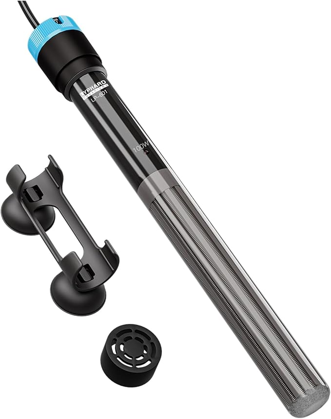 LYPHARD AQUARIUMS Aquarium Heater, 100W Submersible Fish Tank Heater with Precision Adjust Knob Thermostat and Suction Cup Suitable for Saltwater and Freshwater