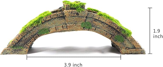 AQUA KT Fish Tank Decor Arch-Bridge Drawbridge with Grass for Aquarium Landscaping Decoration