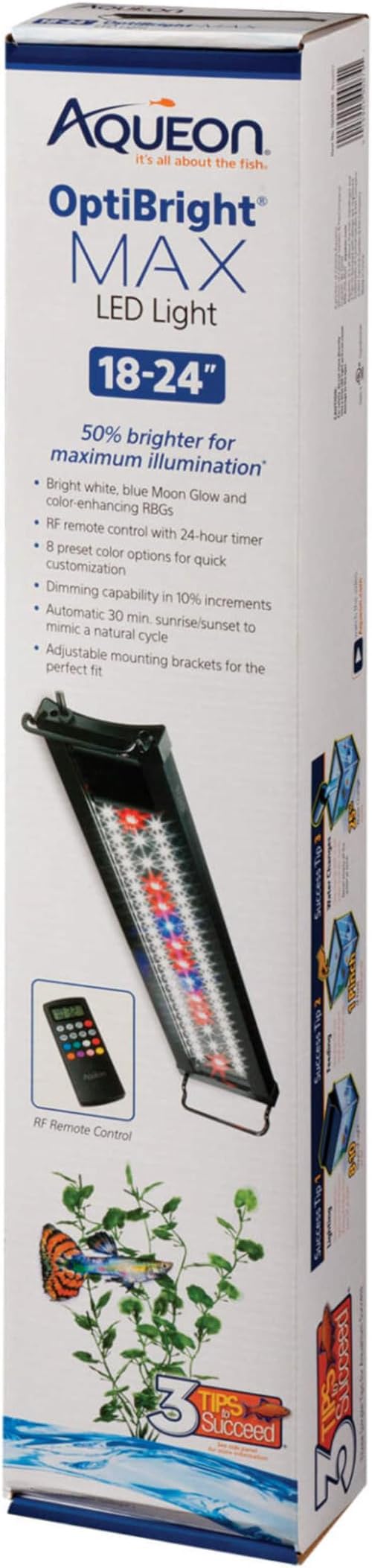 Aqueon LED OptiBright MAX Fish Tank Aquarium Light with Remote Control, 18-24 Inch