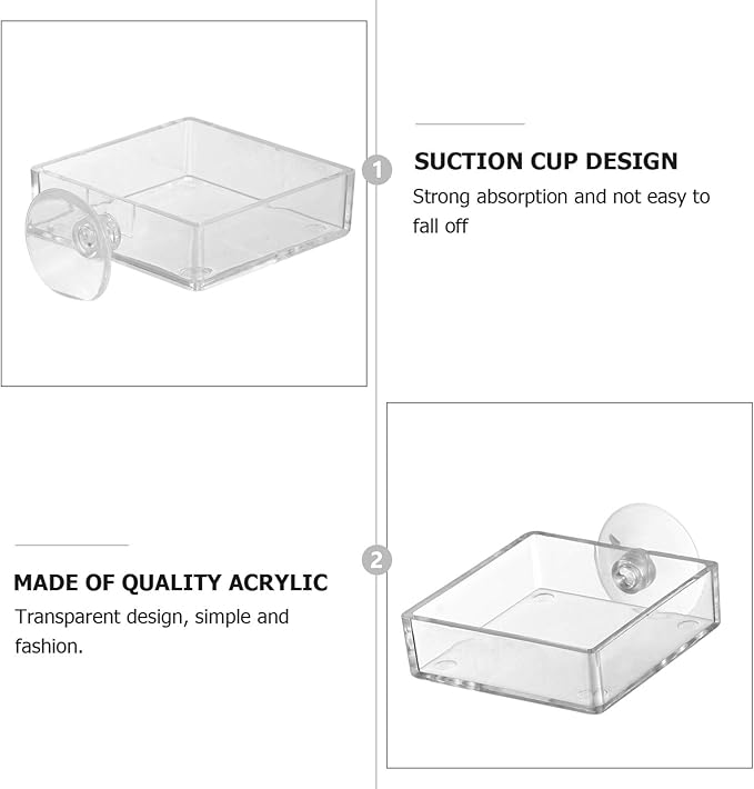 5pcs Aquarium Shrimp Feeder Dish with Suction Glass Fish Tank Feeding Bowls Clear Dishes Tray