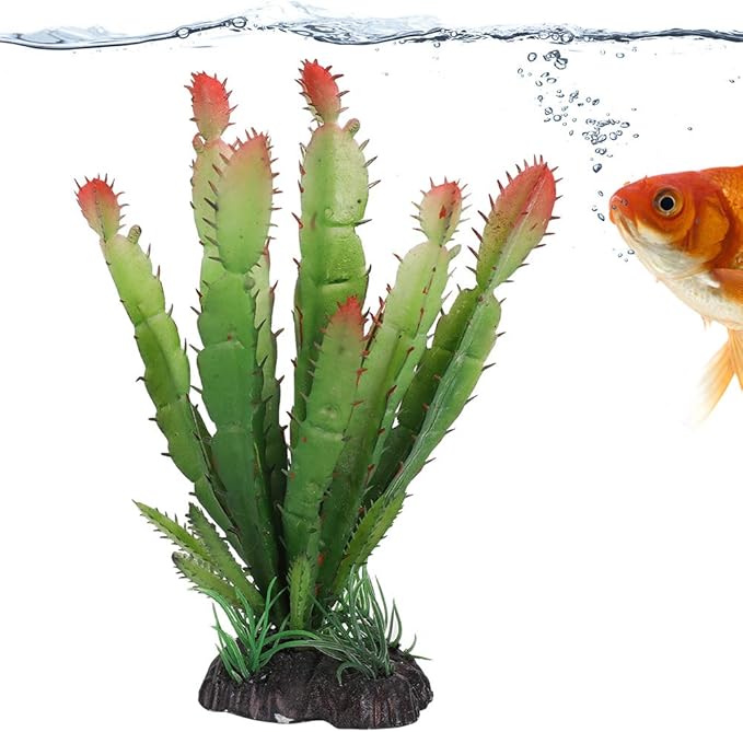 GLOGLOW Reptile Terrarium Plants 5x5.5x15cm Plastic Artificial Plants for Vivarium Landscaping Decor, 83g Lightweight, for Tortoises Lizards Geckos Bearded Dragons Desert Habitats
