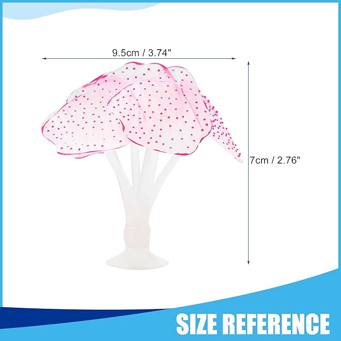 Silicone Glowing Simulation Coral, Fluorescence Aquatic Artificial Coral for Aquarium (Pink)