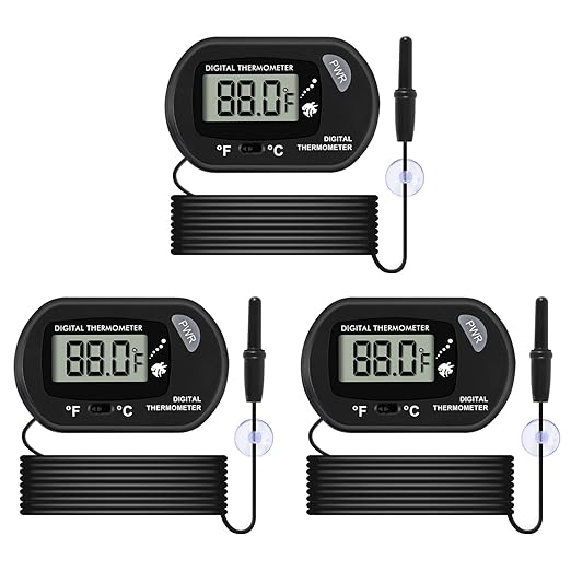 Aquarium Thermometer, Fish Tank Thermometer, Water Thermometer with 3.3ft Cord Fahrenheit/Celsius(℉/℃) for Vehicle Reptile Terrarium Fish Tank Refrigerator (3pcs)