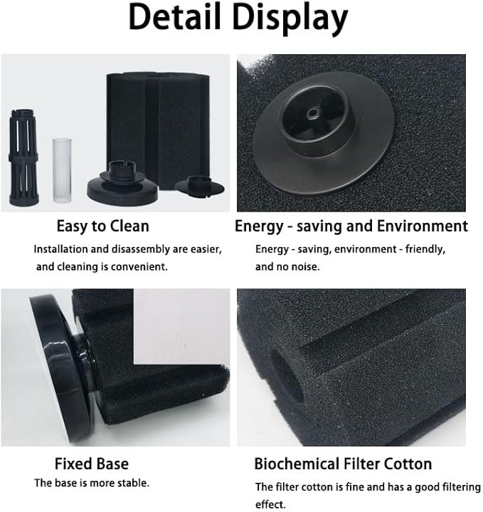 Aquarium Sponge Filter Fish Tank bio Biochemical Betta Shrimp Nano Filter with Airline Tubing (M up to 20Gal 2 Pcs)