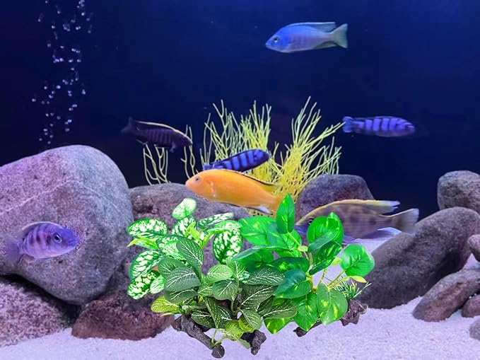 3PCS Artificial Fish Tank Plants Silk Aquarium Plants for Betta Fish