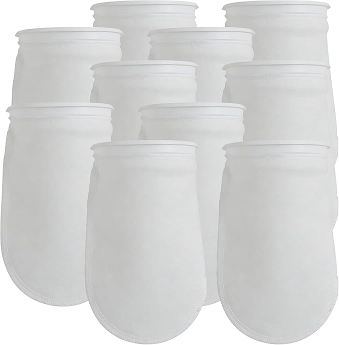 ALEGI 10Pack Aquarium Filter Socks 4 inch by 7 Inch Long, 200 Micron - 4 Inch Ring Aquarium Felt Filter Bags