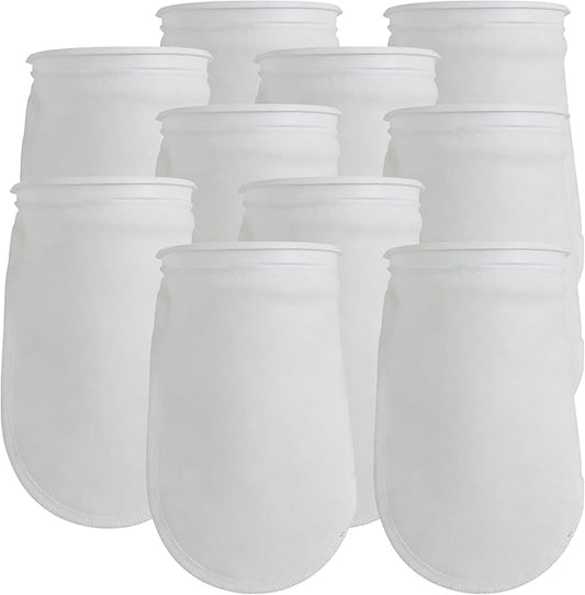 ALEGI 10Pack Aquarium Filter Socks 4 inch by 7 Inch Long, 200 Micron - 4 Inch Ring Aquarium Felt Filter Bags