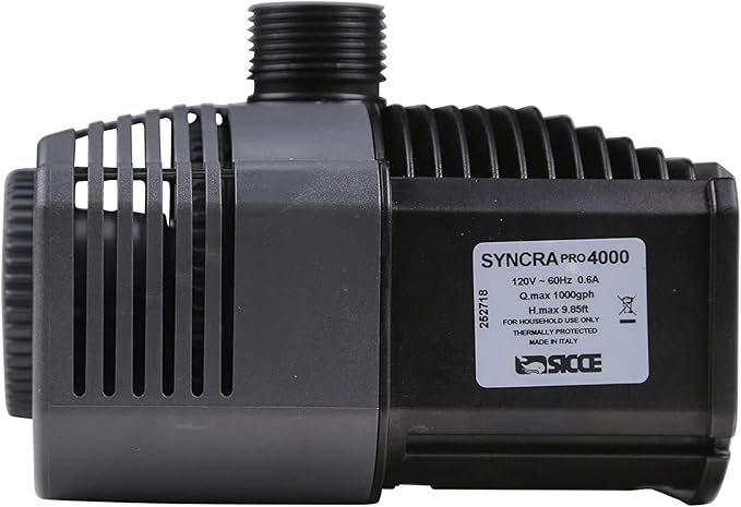 Sicce Syncra Pro 4000 Submersible Water Pump 1000 GPH High Performance Quiet Pump for Aquariums, Ponds, Fountain