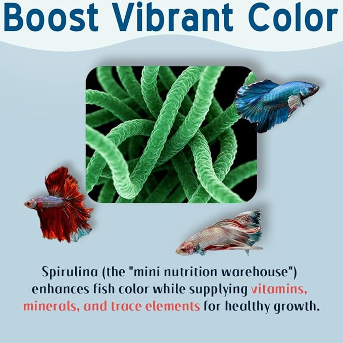 Wafer Fish Food - Antarctic Krill & Spirulina Dual Color Tablets, Premium Betta, Tropical & Goldfish Food for Vibrant Color & Immunity, 90g