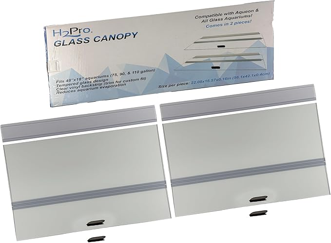 H2Pro Glass Canopy Aquarium Lid for Fresh & Saltwater Fish Tanks (A48GT for Aqueon 75/90 / 110 Gallon Aquariums)