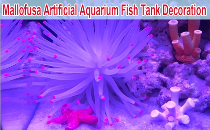 Artificial Aquarium Fish Tank Decoration Silicone Sea Anemone Artificial Fish Tank Ornament Decoration (White)
