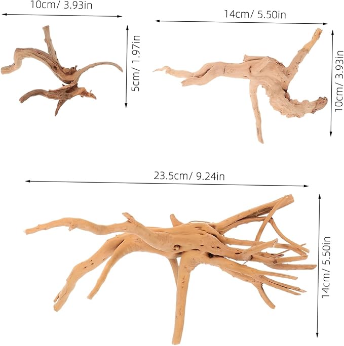 Milisten 3pcs Aquarium Driftwood Branches Unique Spider Wood for Fish Tank and Reptile Terrarium Decoration Random Shapes Versatile Underwater Aesthetic Enhancer