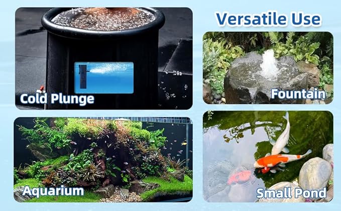 Aquarium Filter Water Flow Adjustable for 20-75 Gallon Fish Turtle Tank 264GPH 4in1 Biochemical Filtration Powerful Submersible Internal Pumps & Filters Keep Freshwater Saltwater Crystal Clear Small