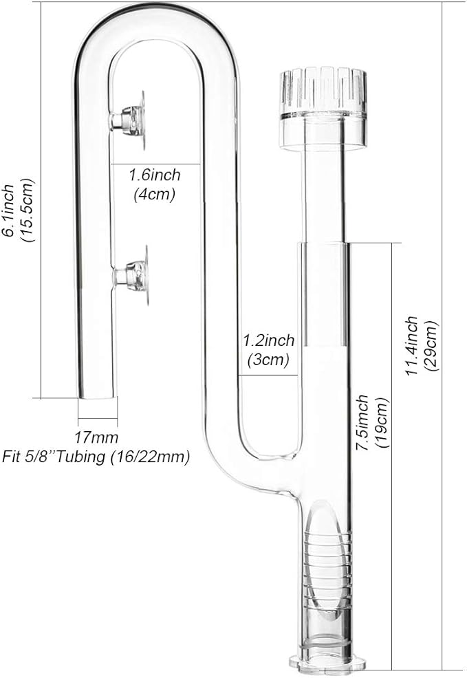 FZONE Aquatic Glass Lily Pipe Inflow with Surface Skimmer for Aquarium Filter 5/8''(16/22mm) Tubing