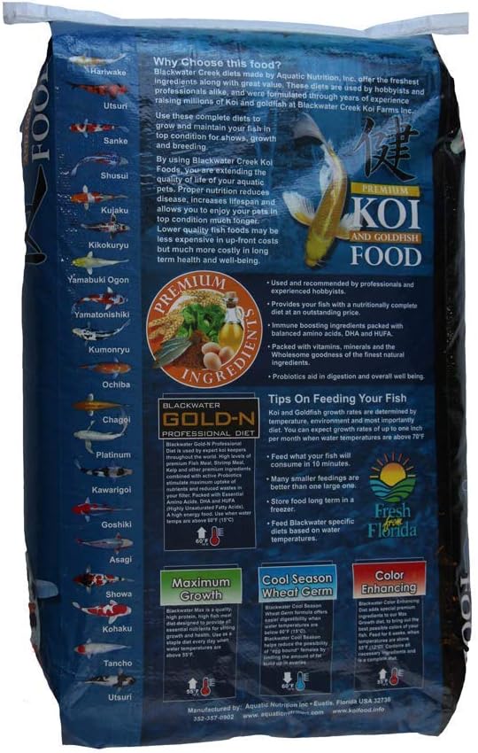 Blackwater Premium Koi and Goldfish Foods Max Growth 40 lb, Small Pellet