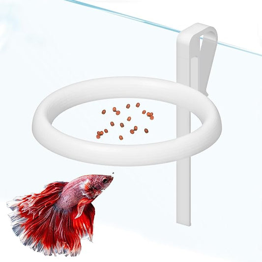Clip On Fish Feeding Ring, Floating Aquarium Feeder, Non-Shedding Fish Food Holder for Betta Goldfish Guppy Turtle
