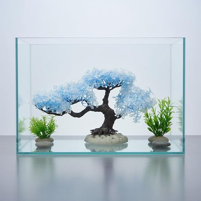 Sanfly Artificial Aquarium Plants, Fake Aquarium Aquatic Plant Cherry Blossom Aquarium Fish Tank Simulation Aquatic Aquarium Tank Accessories