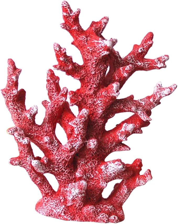 Taotenish Artificial Coral Ornament Underwater Sea Plants Decorations Craft Resin Aquarium Plants Coral Fish Tank Decorations - Red