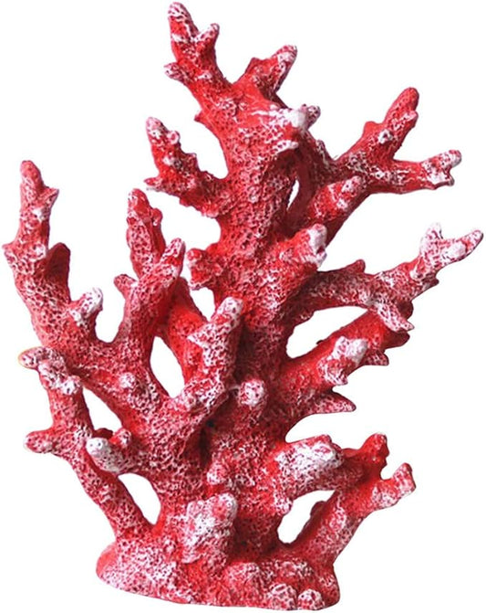 Taotenish Artificial Coral Ornament Underwater Sea Plants Decorations Craft Resin Aquarium Plants Coral Fish Tank Decorations - Red