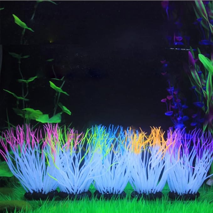 Pssopp Simulation Silicone Luminous Sea Anemone Ornament Artificial Plant Simulation Sea Anemone for Aquarium Fish Decoration with Suction Cup(Green)