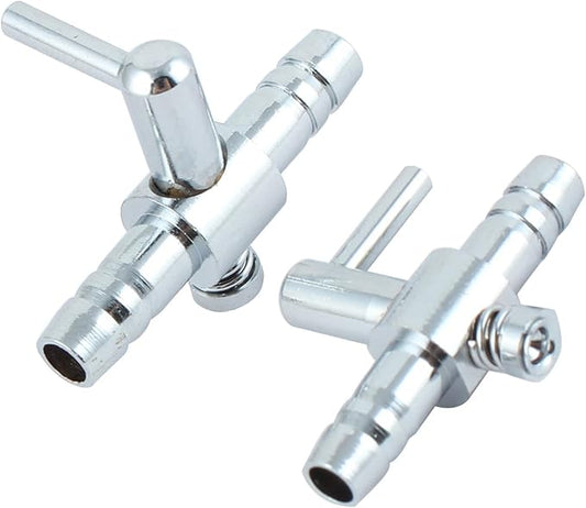 Air Pump Control Valve, Stainless Steel Single Way Air Valve Distributor for Aquarium Pump, 1.2X 0.83x 0.31inch (Silver Tone 2pcs)