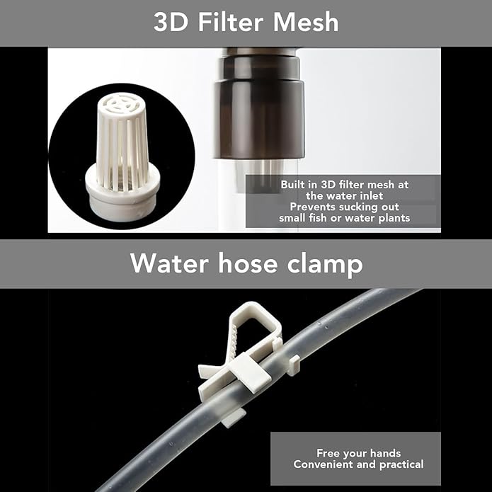 Manual Aquarium Water Changer - Safe and Efficient Fish Tank Gravel Cleaner with Air Pressure Button, Ideal for Sand and Algae Maintenance