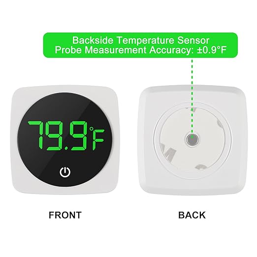 2 PCS Digital Aquarium Thermometer Fish Tank Thermometer with LED Touch Screen Stick-on Fish Tank Thermometer Fahrenheit Tank Temperature Measurement for Fish, Axolotl, Turtle, Square 2PCS