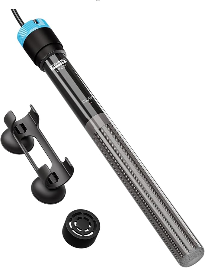 LYPHARD AQUARIUMS Aquarium Heater, 200W Submersible Fish Tank Heater with Precision Adjust Knob Thermostat and Suction Cup Suitable for Saltwater and Freshwater