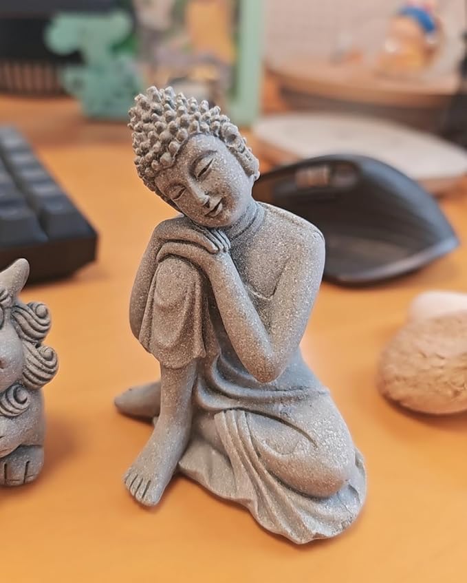 YZHZOM Fish Tank Decorations Set - Aquarium Buddha Statue Decorations, Plastic Plants Set, Betta Fish Tank Accessories