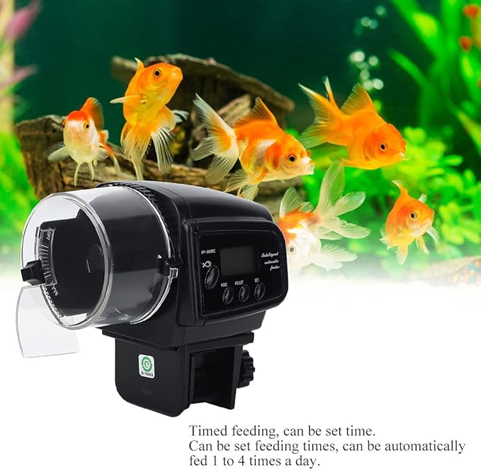 Automatic Fish Feeder Adjustable, Feeder with Display Screen, Timing Food Dispenser Stable Feeding Tool for Water Tank and Aquarium Daily Use