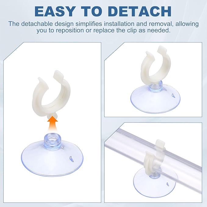 Aquarium Suction Cups, Fish Tank Suction Cups Clips Airline Tube Holders Clamps (Plastic, 15Pcs, Clear) for 0.2" Fish Tank Airline Tubing Binding Moss Shrimp Nest, 5x25MM